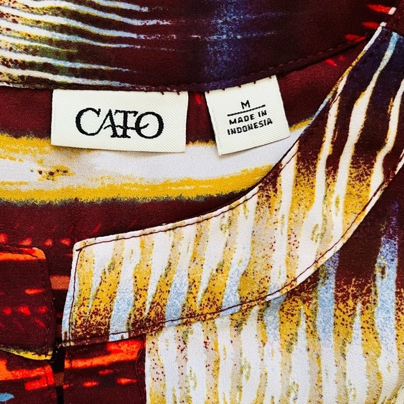 Cato casual pullover top M multicolor long sleeves round neck abstract print - Picture 11 of 13